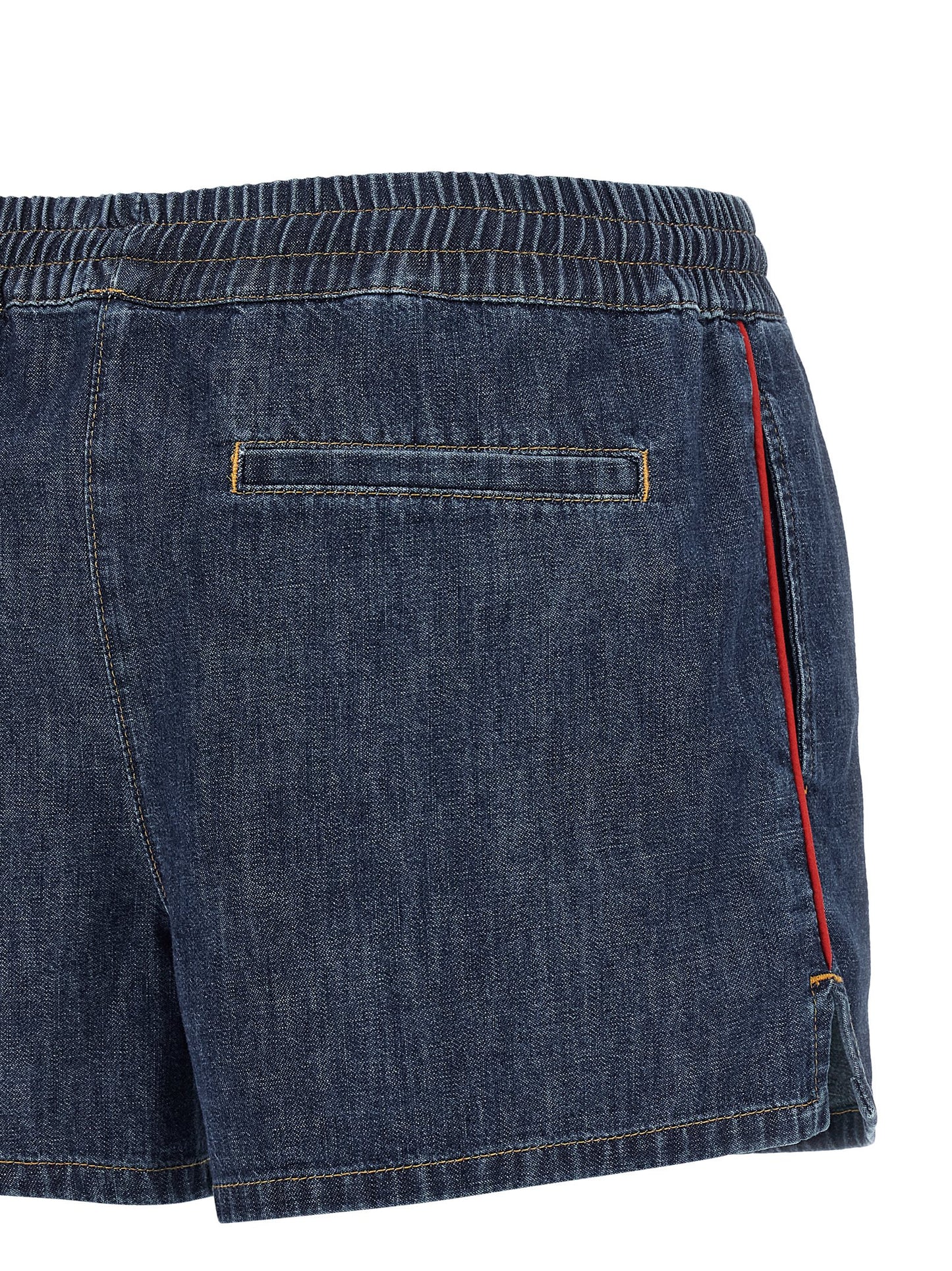 Denim Shorts by Valentino Garavani for women in denim cotton blue & gold features an unrivaled comfort and short with an unrivaled comfort .