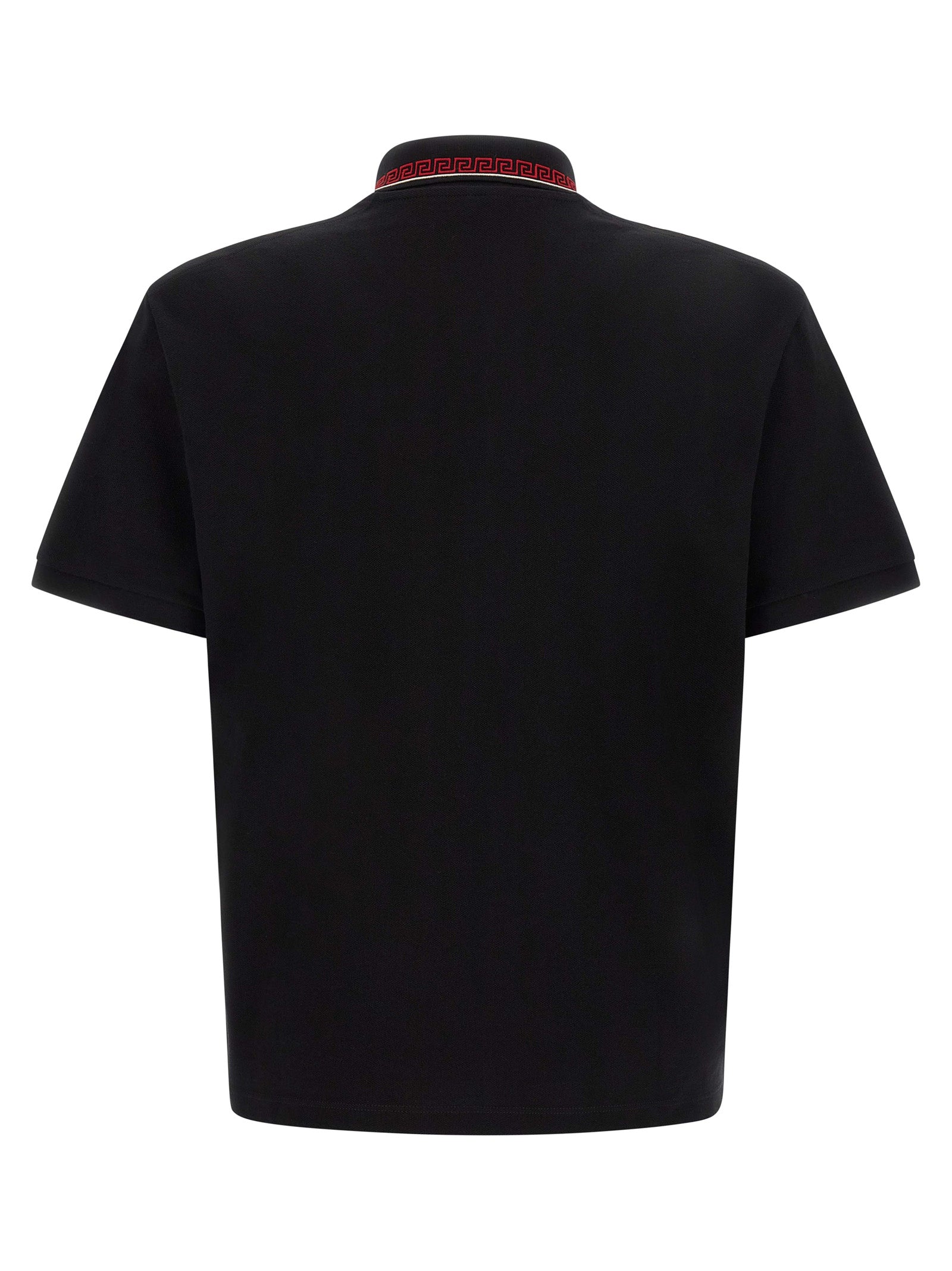Polo Shirt by Versace for men in cotton black presents a crisp silhouette, artfully detailed with a crisp and crisp .