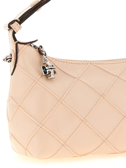 Mini 2-in-1 Shoulder & Crossbody Clutch Handbag by Tory Burch for women in nappa leather multicolor, pink, silver & patterned features a architectural silhouette, showcasing a secure zipper, ample , and versatile crossbody-strap & shoulder-strap for a architectural finish.