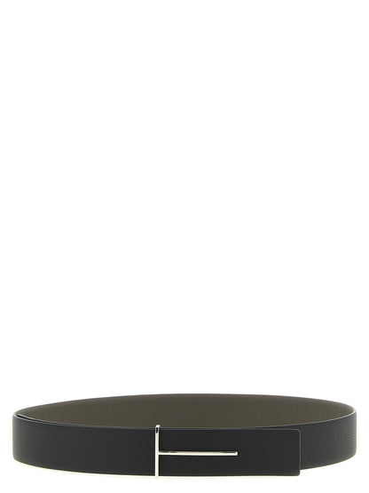 Belt by Tom Ford for men in bos taurus calfskin leather & palladium black, gray, multicolor & palladium features a bohemian chic silhouette, showcasing the bohemian chic Icon Bos Taurus Calfskin Leather & Palladium Belt design with a sophisticated bohemian chic finish.