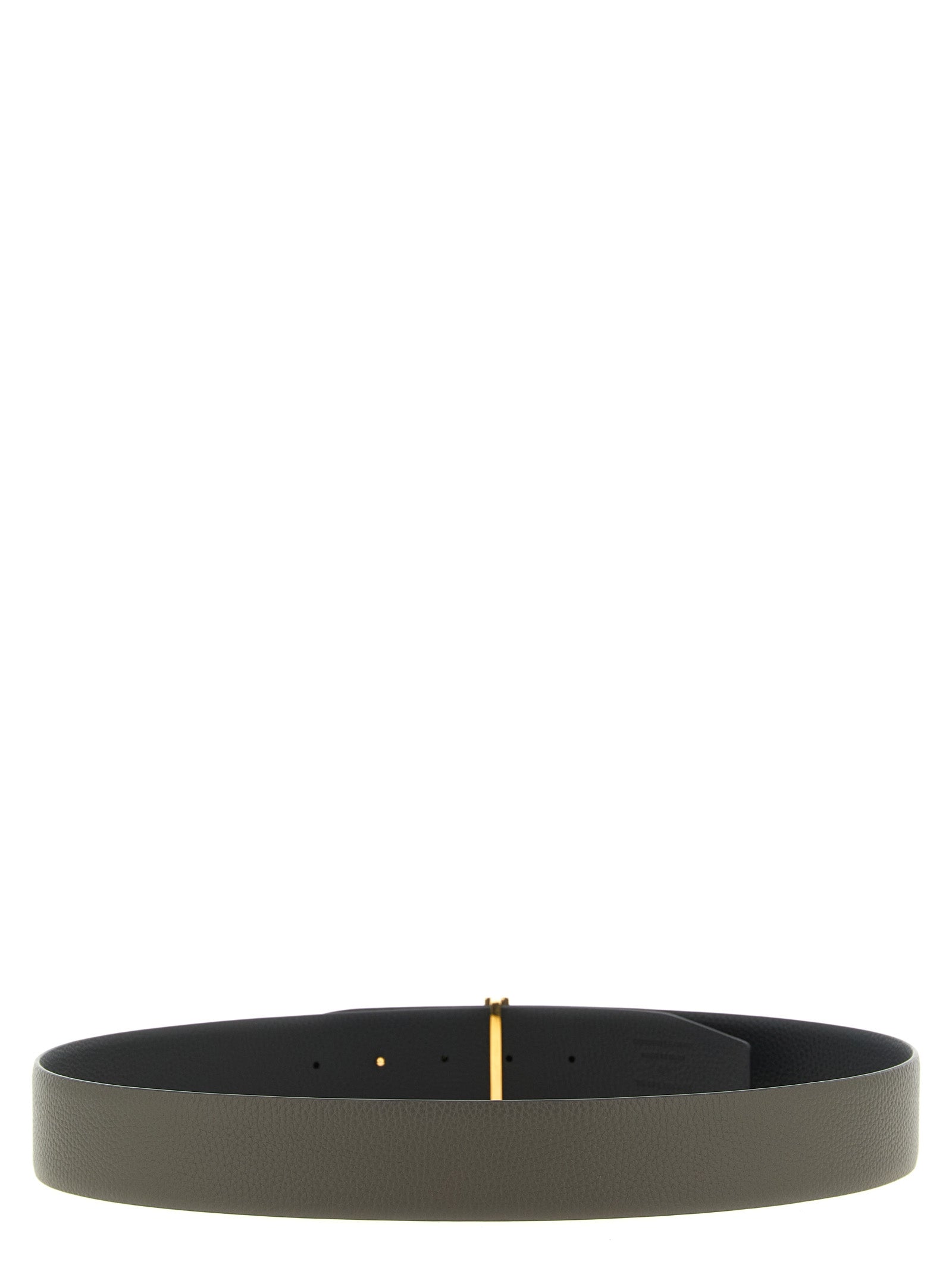 Belt by Tom Ford for men in calfskin & brass black, gold, gray & multicolor features an artisanal finish, elegantly showcasing the signature style and artisanal craftsmanship of the Calfskin & Brass Belt design.