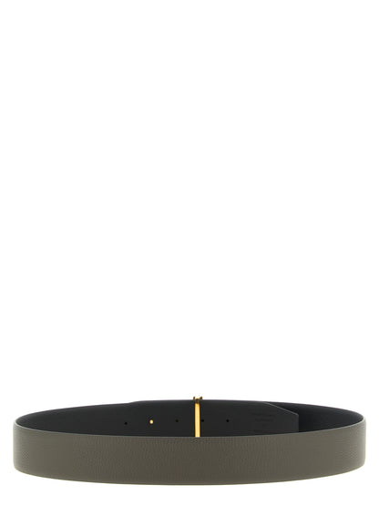 Belt by Tom Ford for men in calfskin & brass black, gold, gray & multicolor features an artisanal finish, elegantly showcasing the signature style and artisanal craftsmanship of the Calfskin & Brass Belt design.