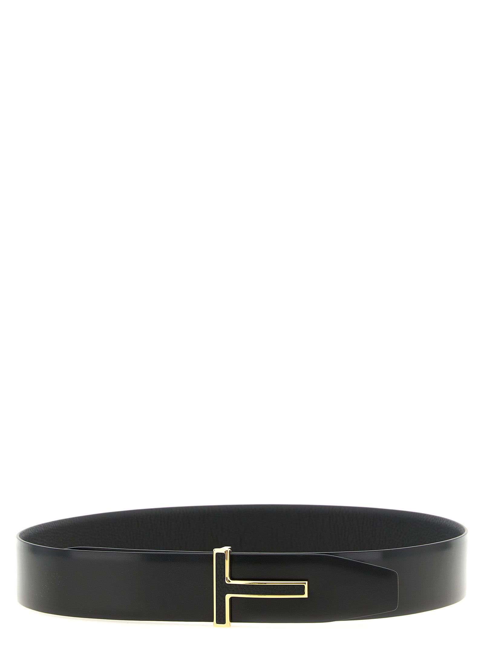 Belt by Tom Ford for men in calfskin & brass black & gold presents a artisanal silhouette from the Icon Calfskin & Brass Belt collection, showcasing an artisanal design and refined craftsmanship for a artisanal look.
