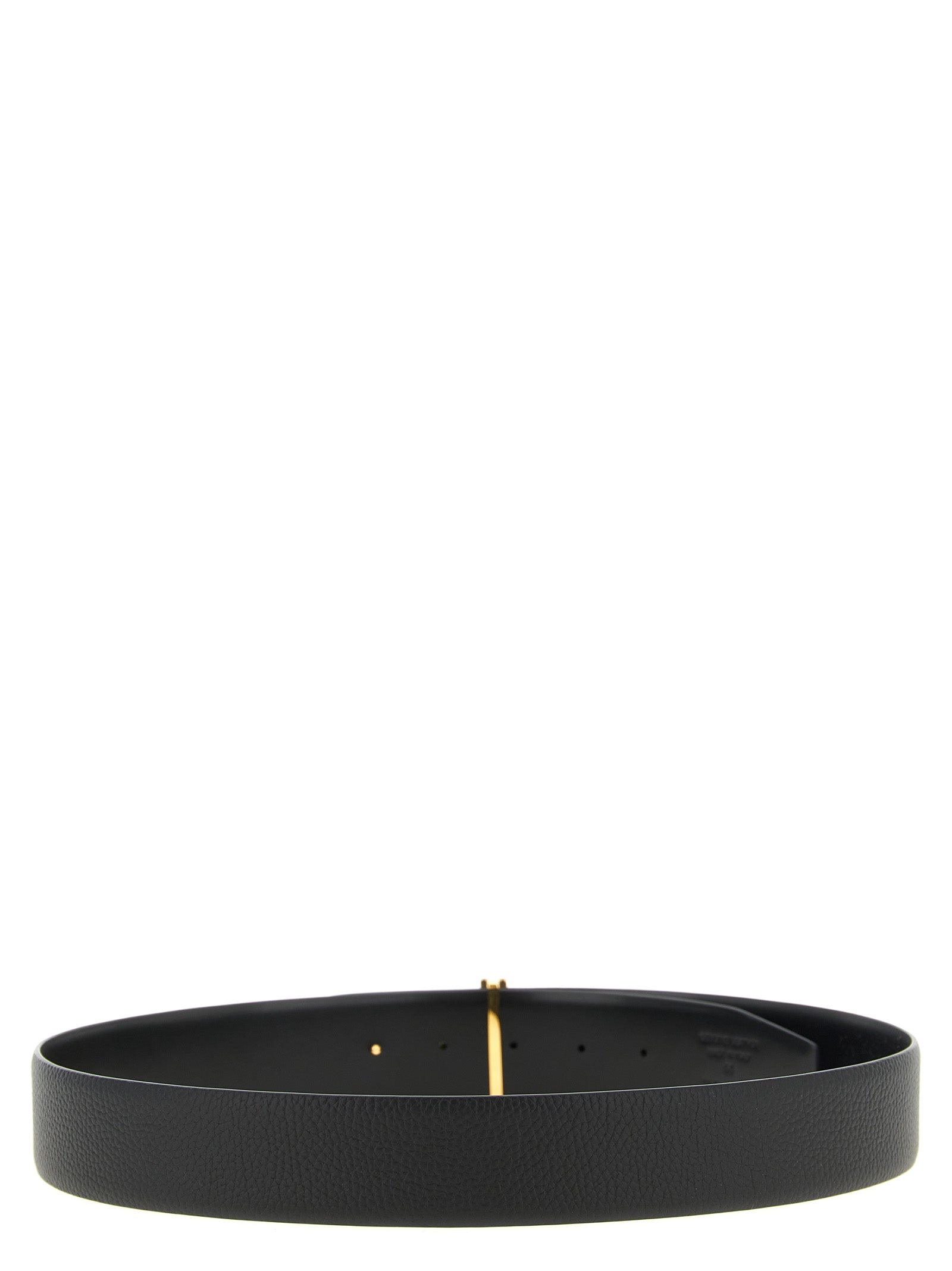 Belt by Tom Ford for men in calfskin & brass black & gold features a bohemian chic silhouette, showcasing the bohemian chic Icon Calfskin & Brass Belt design with a sophisticated bohemian chic finish.