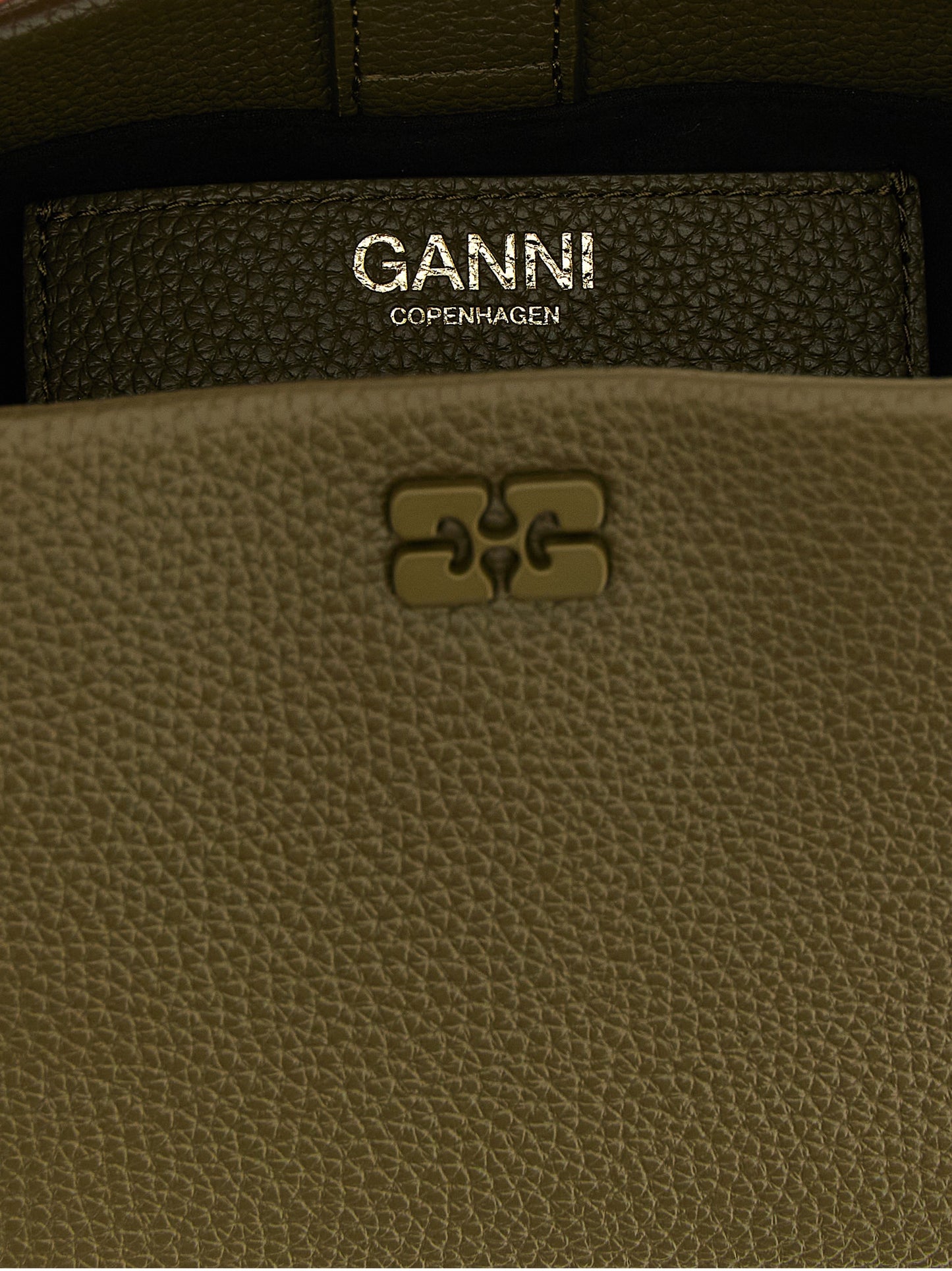 Ganni Bou Faux Leather Mini Handbag - Bicolour Green Olive