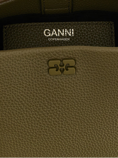 Ganni Bou Faux Leather Mini Handbag - Bicolour Green Olive