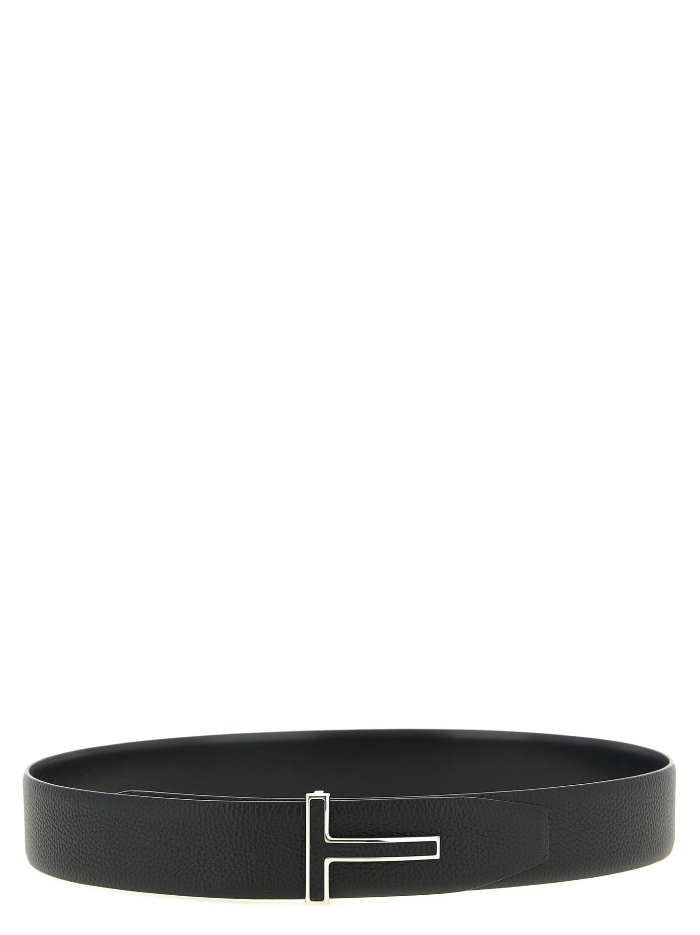 Belt by Tom Ford for men in palladium brass & calf leather black & palladium presents a artisanal silhouette from the Icon Palladium Brass & Calf Leather Belt collection, showcasing an artisanal design and refined craftsmanship for a artisanal look.