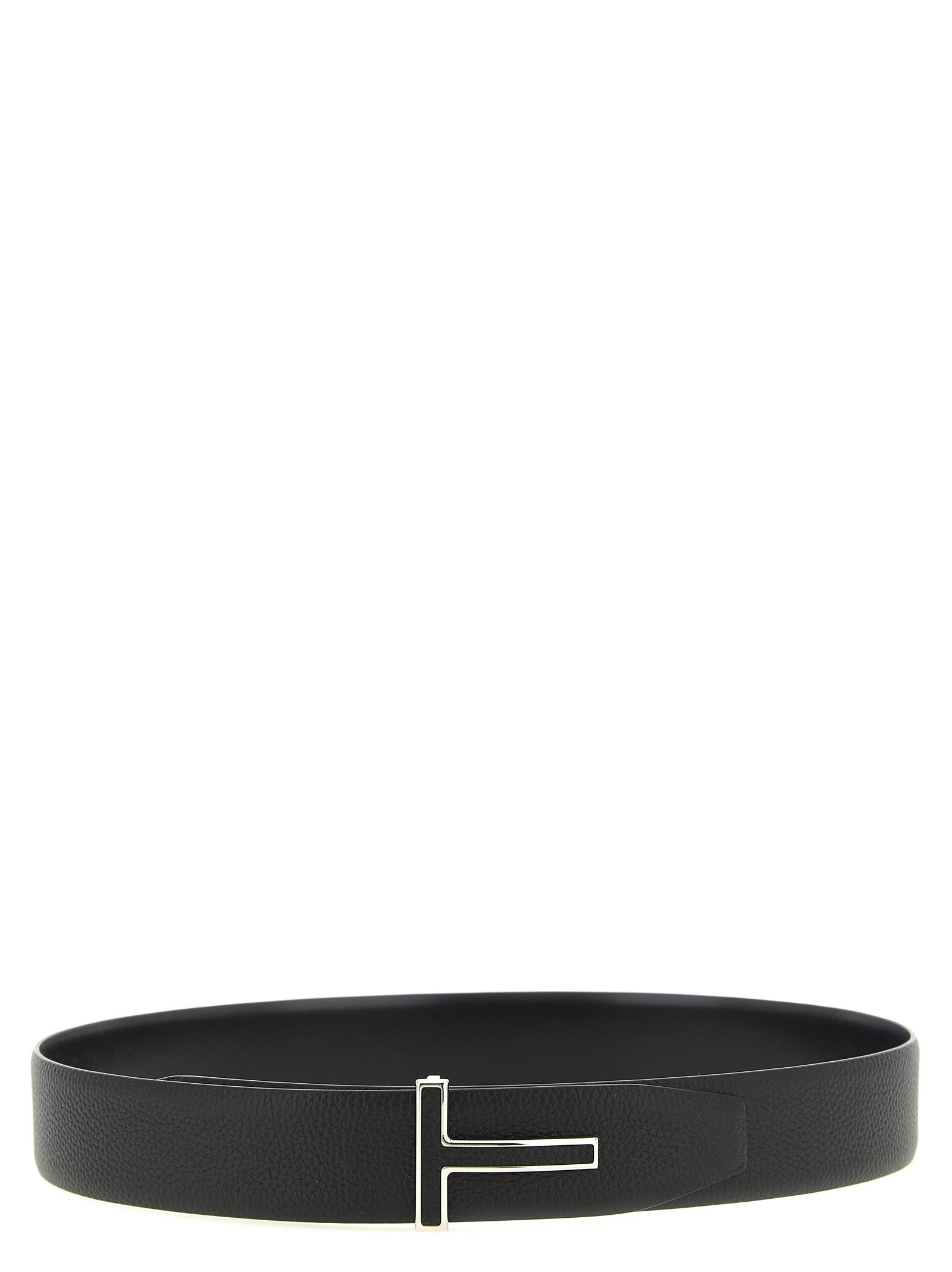 Belt by Tom Ford for men in palladium brass & calf leather black & palladium presents a artisanal silhouette from the Icon Palladium Brass & Calf Leather Belt collection, showcasing an artisanal design and refined craftsmanship for a artisanal look.
