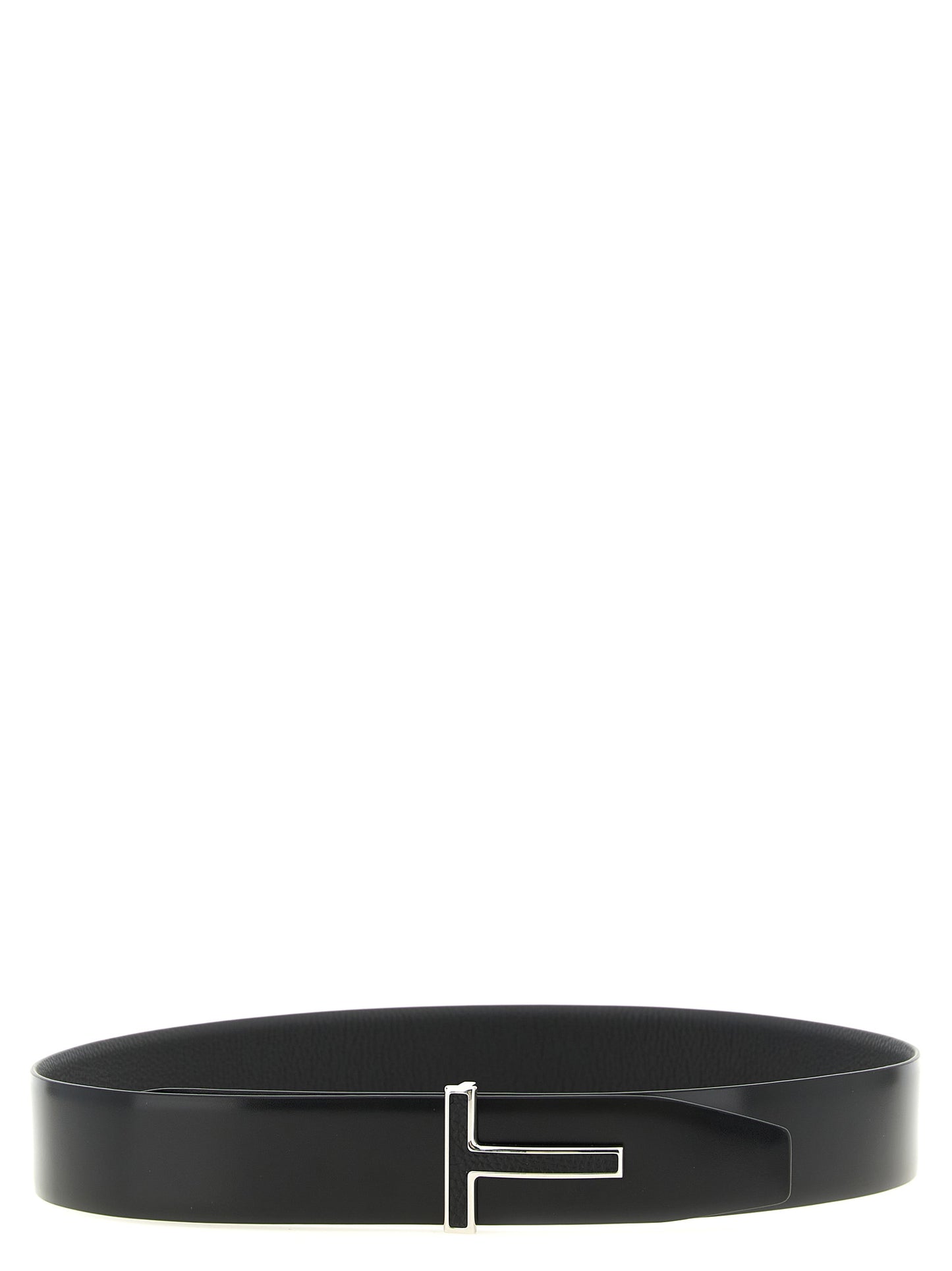 Belt by Tom Ford for men in palladium brass & calf leather black & palladium features a bohemian chic silhouette, showcasing the bohemian chic Icon Palladium Brass & Calf Leather Belt design with a sophisticated bohemian chic finish.