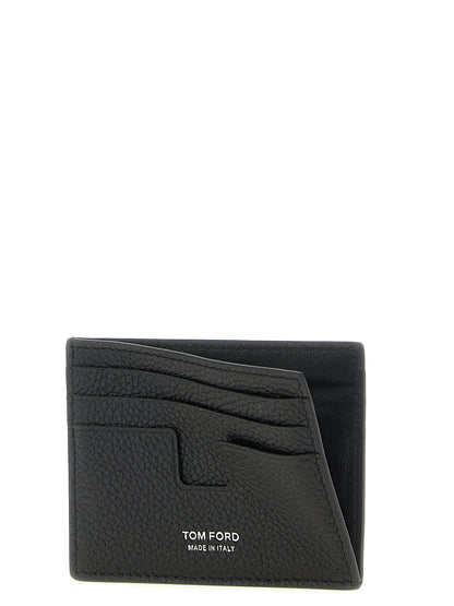 Cardholder Card Case by Tom Ford for men in calfskin leather black, floral & print showcases a couture-grade silhouette from the T Line Calfskin Leather Cardholder Card Case collection, highlighting functional card-organization compact-design for a couture-grade finish.