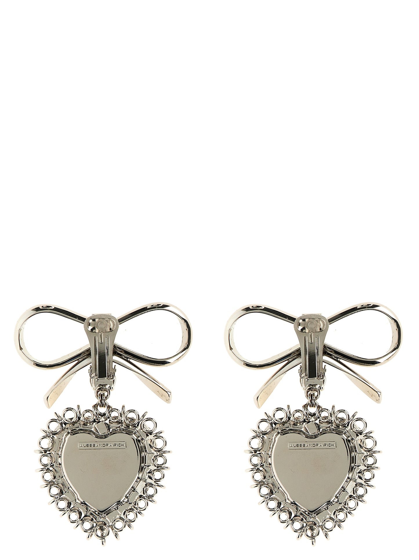 Earrings by Alessandra Rich for women in stretch polyester silver showcases a artisanal silhouette, artfully capturing the essence of Heart Women's Silver Brass & Crystal Earrings with its exquisite .