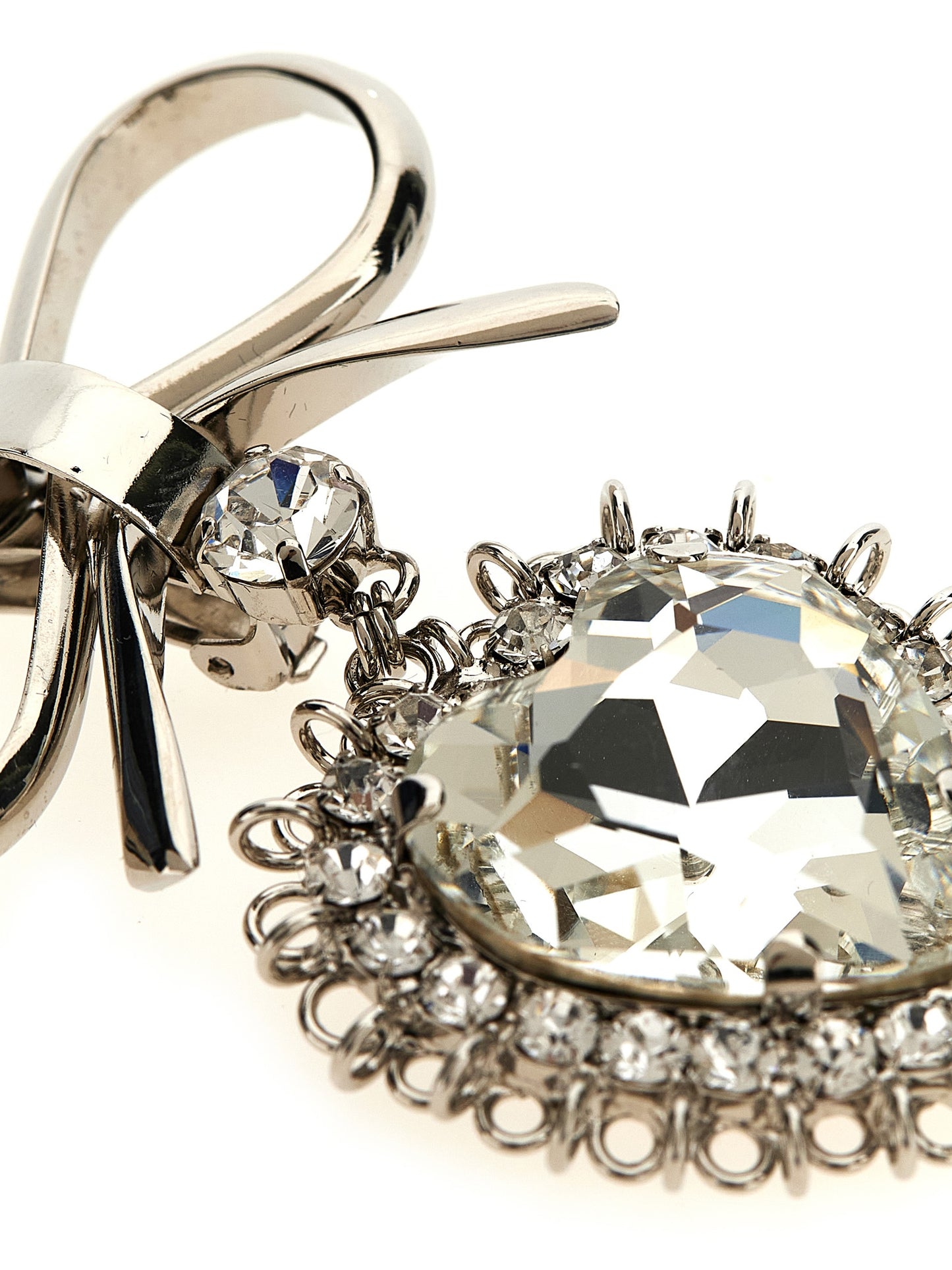 Earrings by Alessandra Rich for women in stretch polyester silver presents a exquisite silhouette, showcasing a exquisite from the Heart Women's Silver Brass & Crystal Earrings collection for a truly exquisite finish.