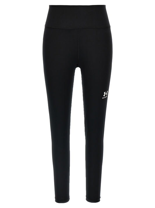 Activewear Leggings by Balenciaga for women in stretch polyester black & print features an ergonomic leggings with , highlighting a ergonomic and long for a premium, high-performance look.