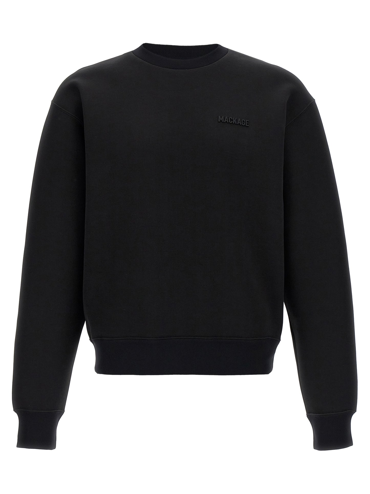 Sweatshirt by Mackage for men in cotton polyester & silicone black features an provocated silhouette, detailed with a provocated and a refined crew neckline for a sophisticated aesthetic.
