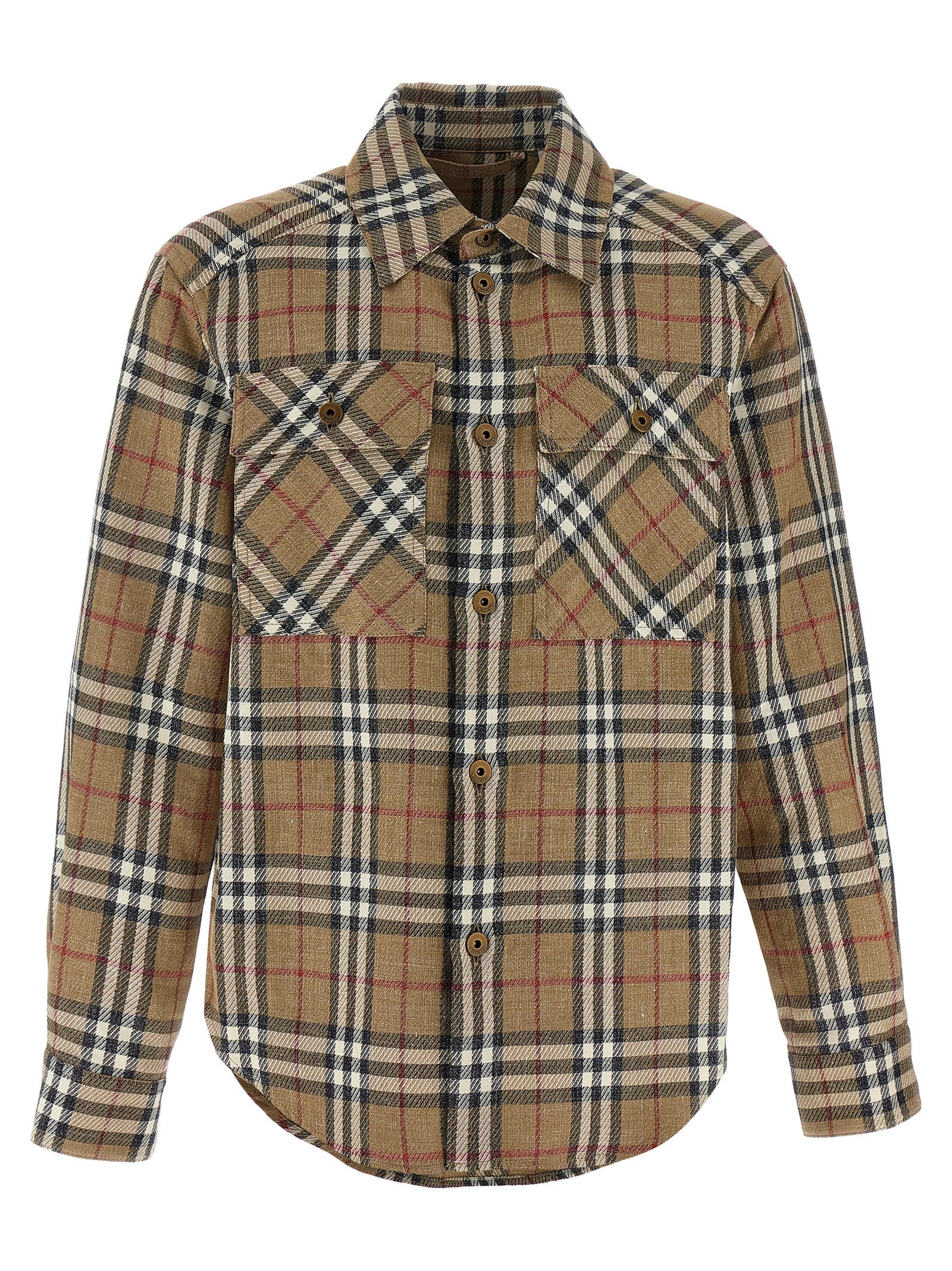 Shirt by Burberry for men in linen & cotton brown presents a discerning silhouette, showcasing a sophisticated and for a truly discerning finish.