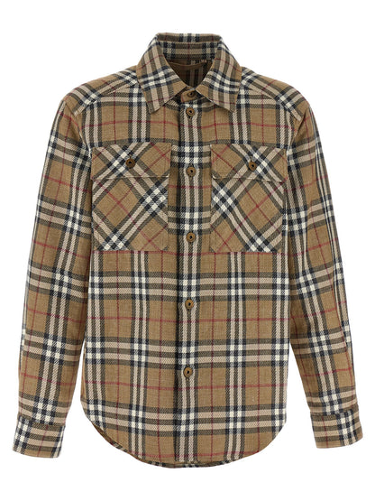 Shirt by Burberry for men in linen & cotton brown presents a discerning silhouette, showcasing a sophisticated and for a truly discerning finish.