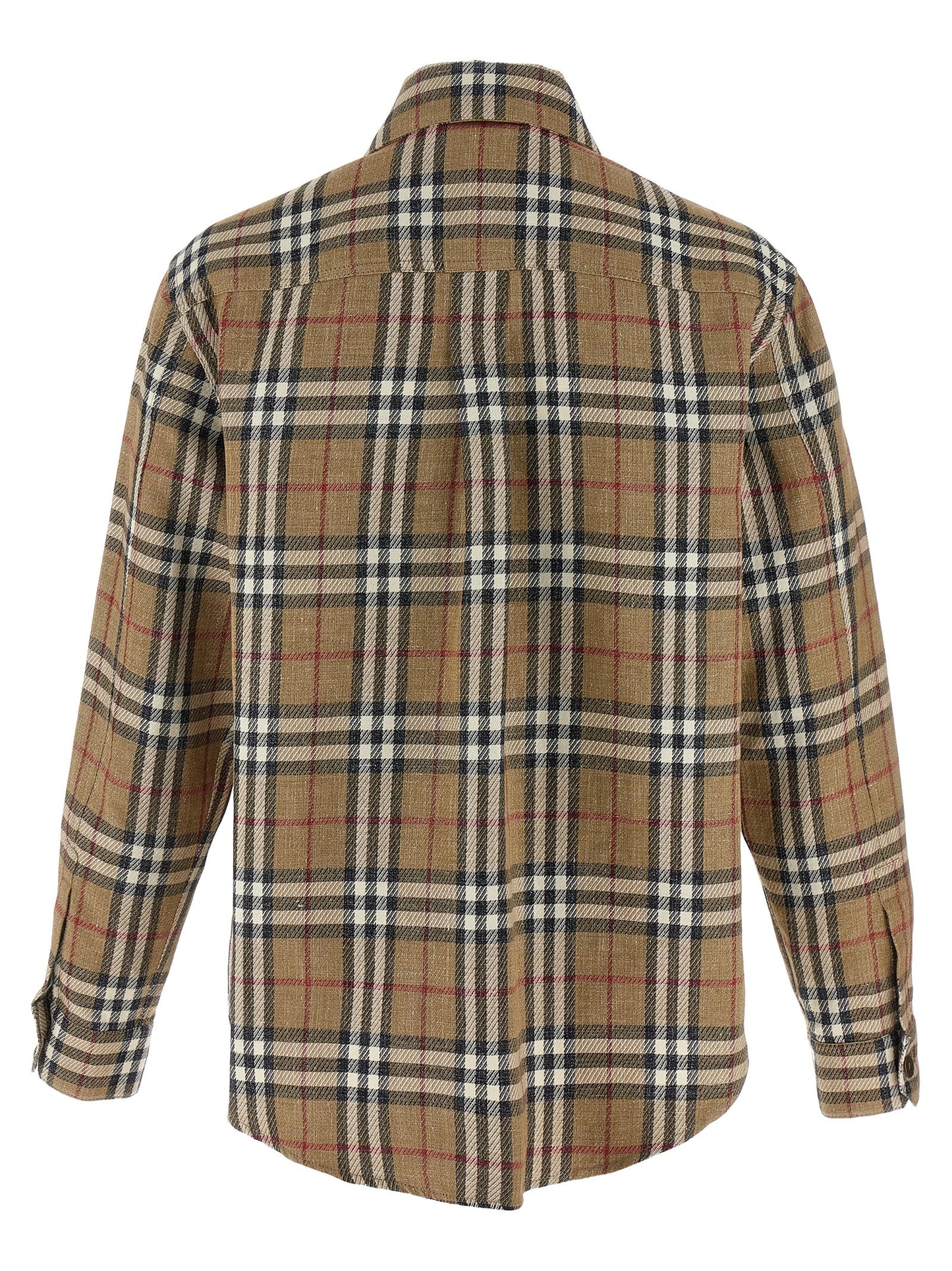 Shirt by Burberry for men in linen & cotton brown, featuring a nuanced and nuanced for a sophisticated finish.