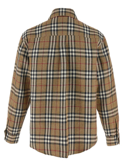 Shirt by Burberry for men in linen & cotton brown, featuring a nuanced and nuanced for a sophisticated finish.
