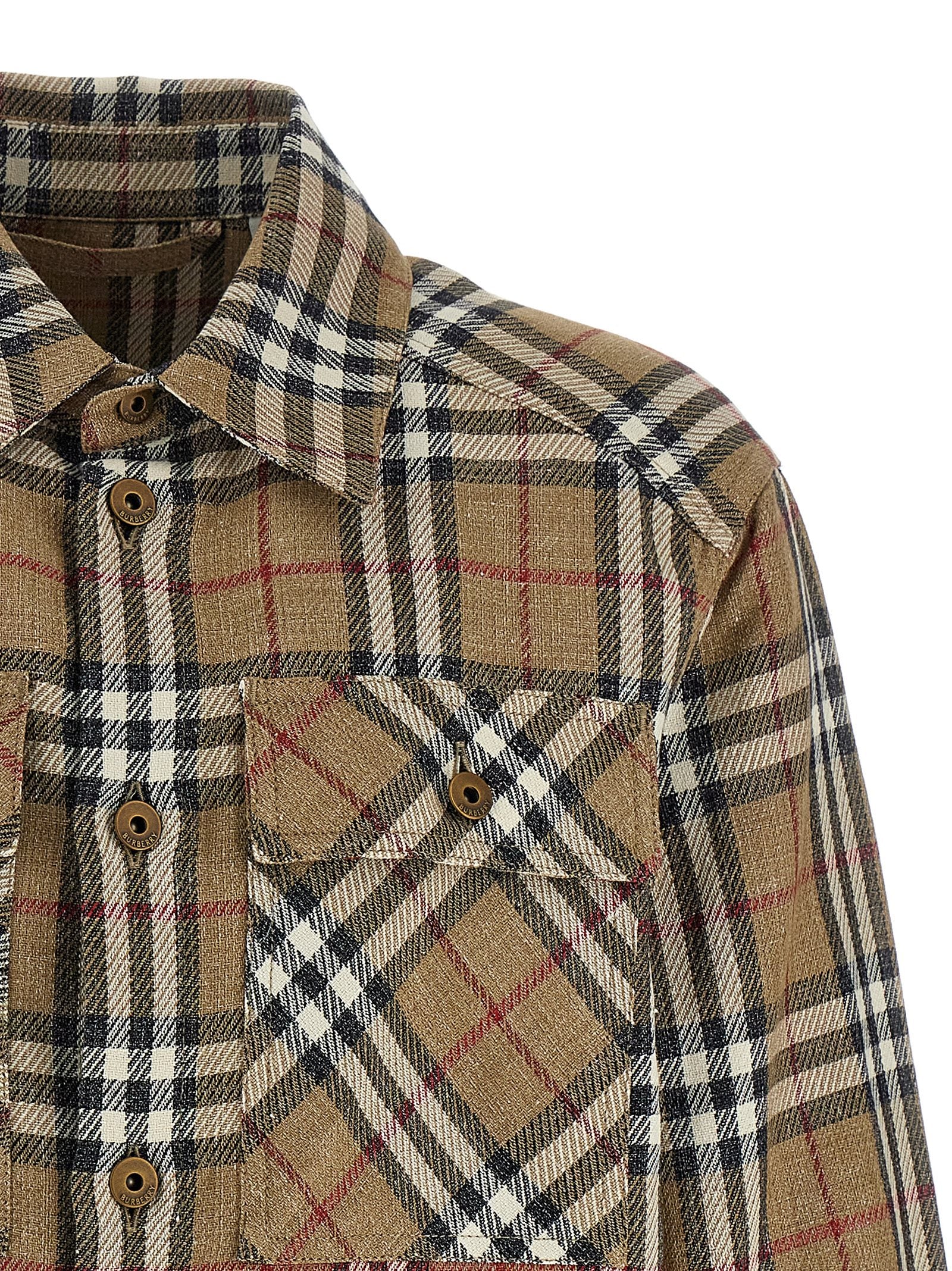 Shirt by Burberry for men in linen & cotton brown presents a discerning silhouette, showcasing a sophisticated and for a truly discerning finish.