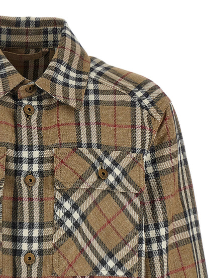 Shirt by Burberry for men in linen & cotton brown presents a discerning silhouette, showcasing a sophisticated and for a truly discerning finish.