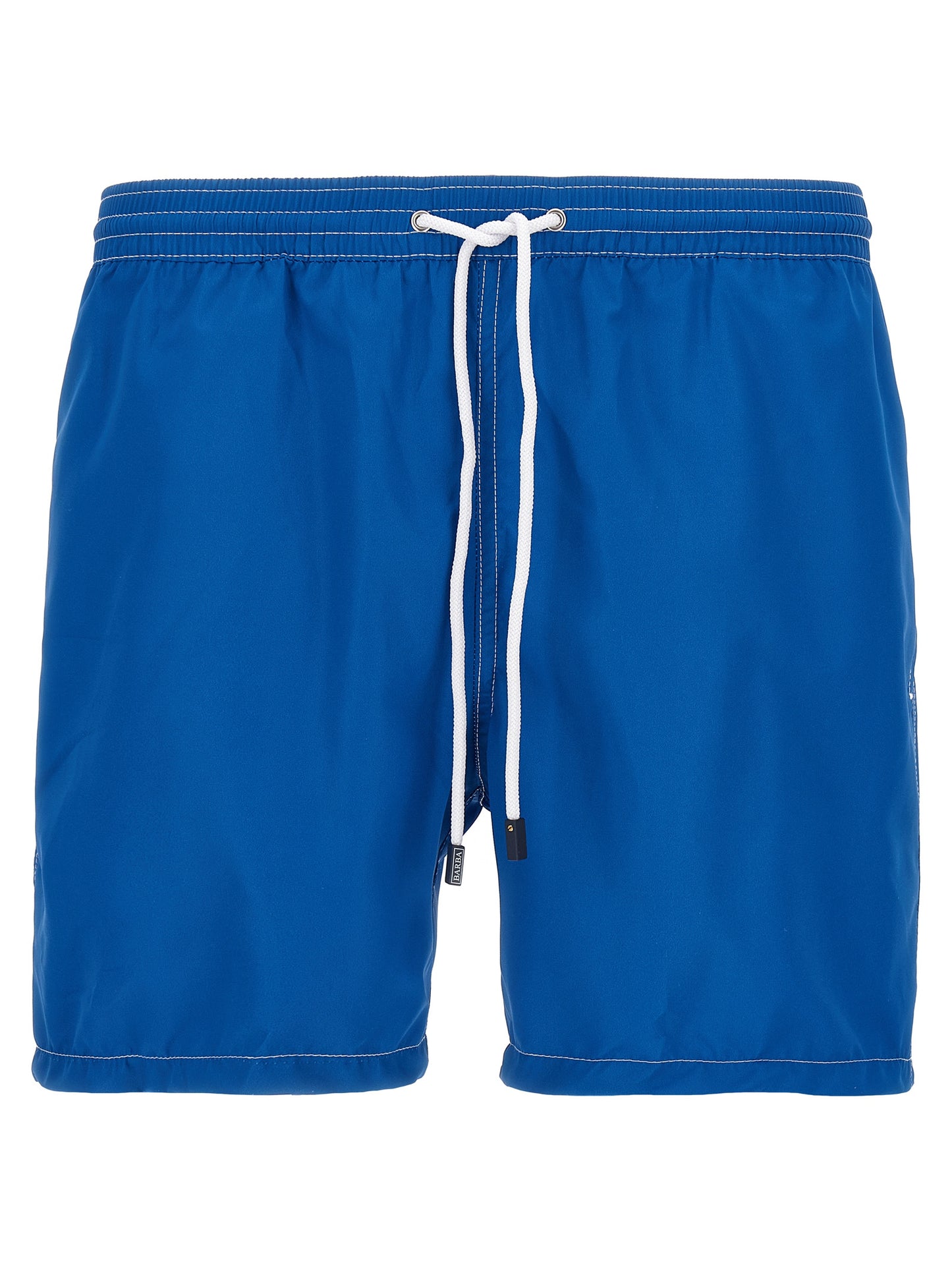 Swim Shorts by Barba Napoli for men in polyester blue features a beach chic silhouette, showcasing the signature style of the Waves Men's Polyester Swim Shorts.