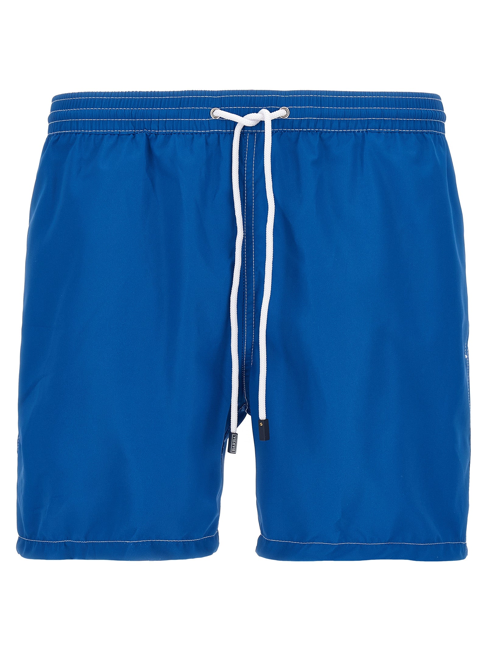 Swim Shorts by Barba Napoli for men in polyester blue features a beach chic silhouette, showcasing the signature style of the Waves Men's Polyester Swim Shorts.