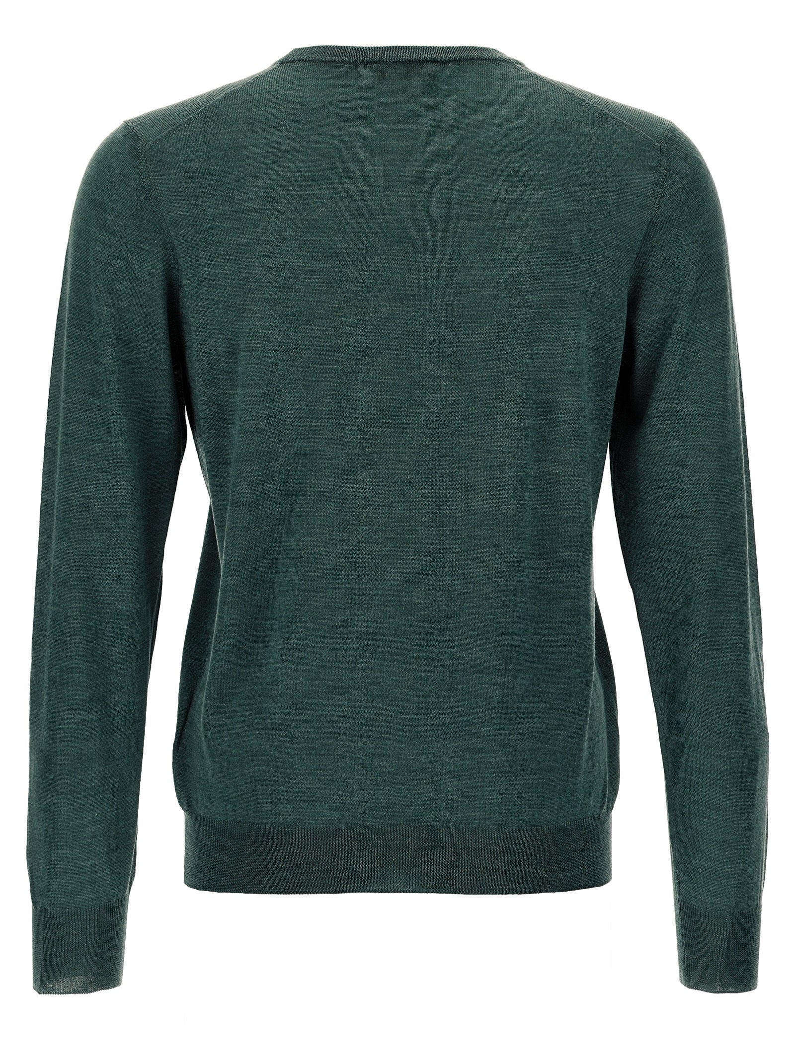 Cardigan by Barba Napoli for men in wool & silk bicolour & green features a nuanced silhouette with a refined crew neckline and nuanced detailing for a sophisticated look.
