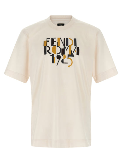 T-Shirt by Fendi for men in cotton white & print features an on trend silhouette, perfectly showcasing a on trend short-sleeve and crew neckline for an elevated aesthetic.