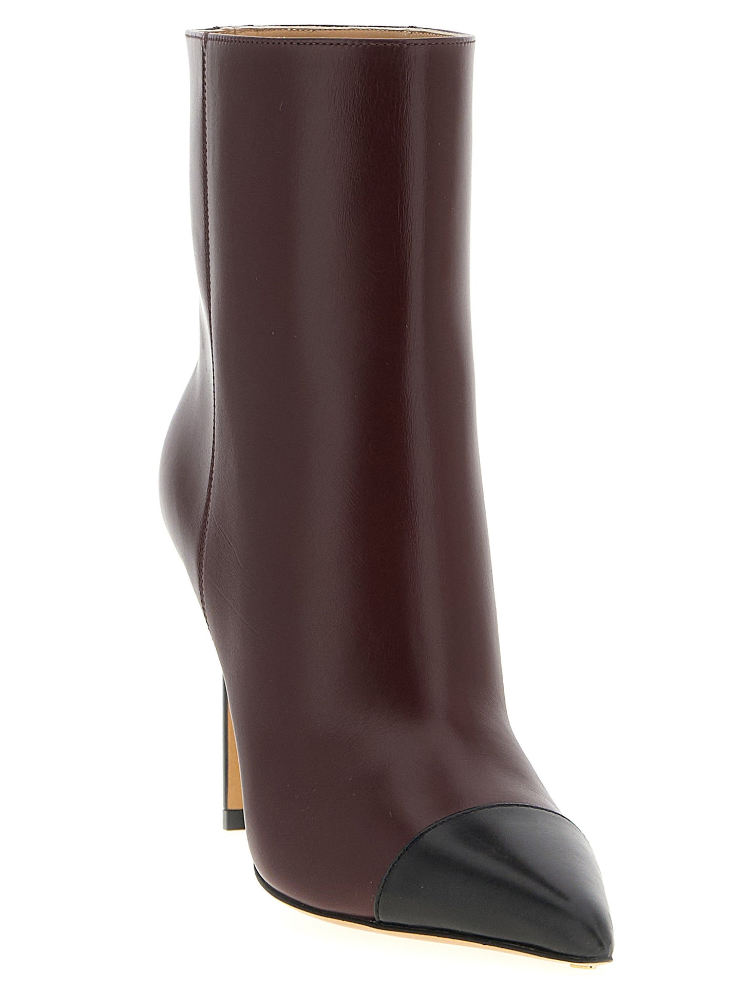 Stiletto Ankle Boots by Francesco Russo for women in goatskin leather bordeaux showcases a impeccable silhouette as Women's Goatskin Leather Stiletto Ankle Boots, artfully defined by a impeccable stiletto and a impeccable pointed toe style.