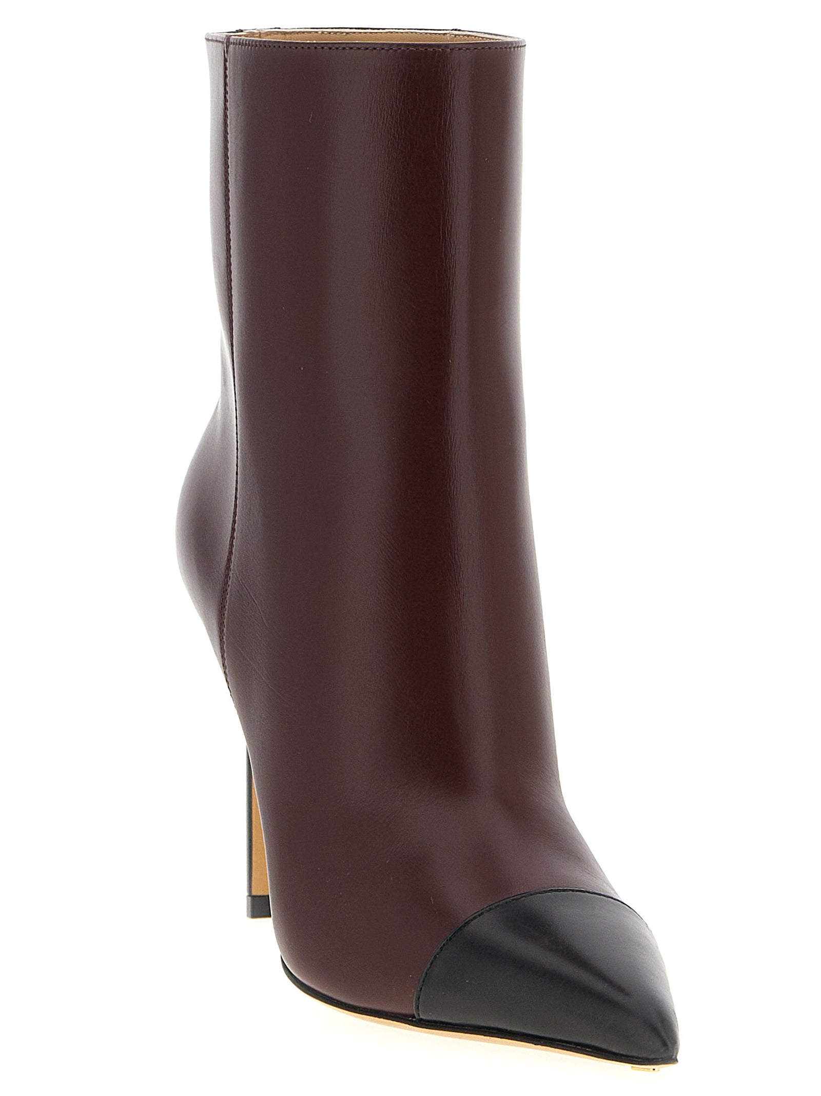 Stiletto Ankle Boots by Francesco Russo for women in goatskin leather bordeaux showcases a impeccable silhouette as Women's Goatskin Leather Stiletto Ankle Boots, artfully defined by a impeccable stiletto and a impeccable pointed toe style.