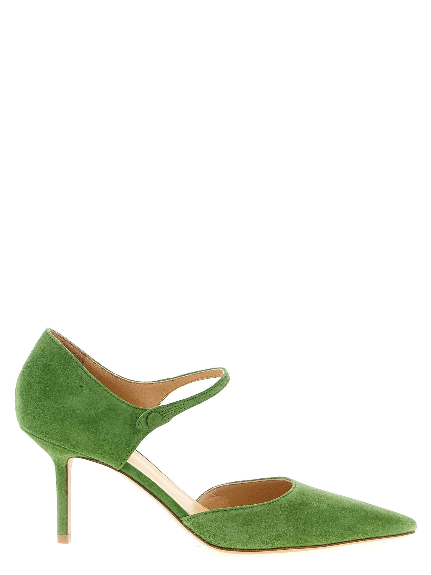 Mid-Heel Pumps Heels by Francesco Russo for women in capra goatskin suede leather bicolour & green features an effortlessly chic silhouette from the Women's Capra Goatskin Suede Leather Mid-Heel Pumps Heels collection, showcasing a mid-heel and effortlessly chic pointed toe style for a effortlessly chic look.