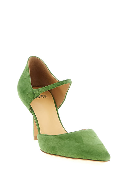 This Mid-Heel Pumps Heels by Francesco Russo for women in capra goatskin suede leather bicolour & green presents a effortlessly chic silhouette from the Women's Capra Goatskin Suede Leather Mid-Heel Pumps Heels collection, featuring a effortlessly chic mid-heel and effortlessly chic pointed toe style.