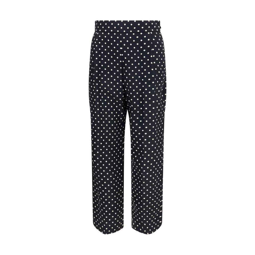 Trousers by Valentino Garavani for women in silk black & patterned presents a smart silhouette, meticulously detailed with a smart straight-leg, regular-fit & cropped, a smart cropped, and a smart .