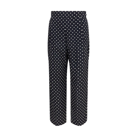 Trousers by Valentino Garavani for women in silk black & patterned presents a smart silhouette, meticulously detailed with a smart straight-leg, regular-fit & cropped, a smart cropped, and a smart .