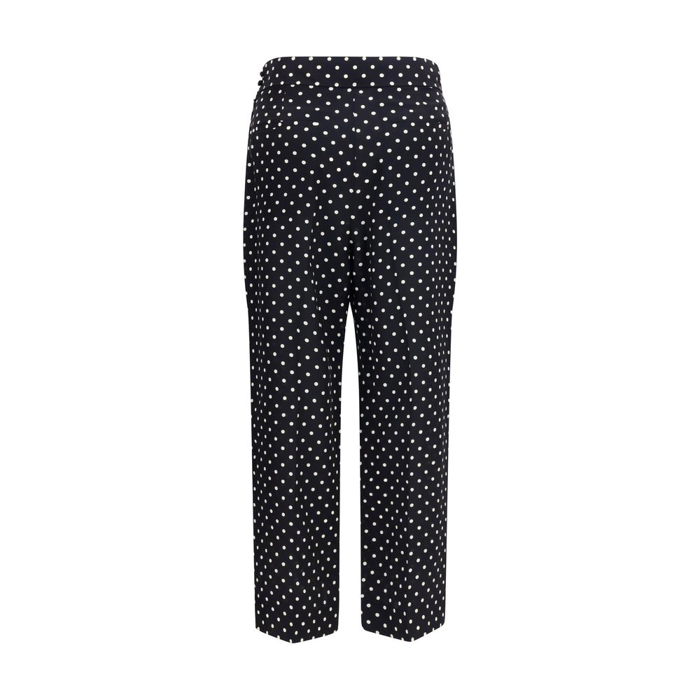 Trousers by Valentino Garavani for women in silk black & patterned features a sculptural silhouette, showcasing a sculptural straight-leg, regular-fit & cropped and cropped with a sophisticated for a sculptural finish.