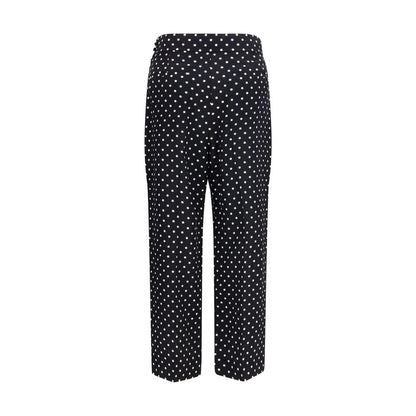 Trousers by Valentino Garavani for women in silk black & patterned features a sculptural silhouette, showcasing a sculptural straight-leg, regular-fit & cropped and cropped with a sophisticated for a sculptural finish.