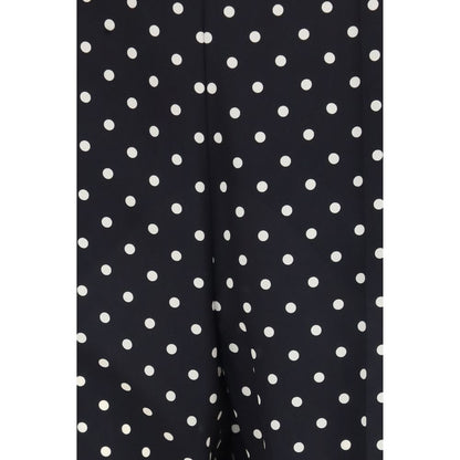 Trousers by Valentino Garavani for women in silk black & patterned features a artisanal silhouette, showcasing a sophisticated straight-leg, regular-fit & cropped with a cropped and for a artisanal finish.