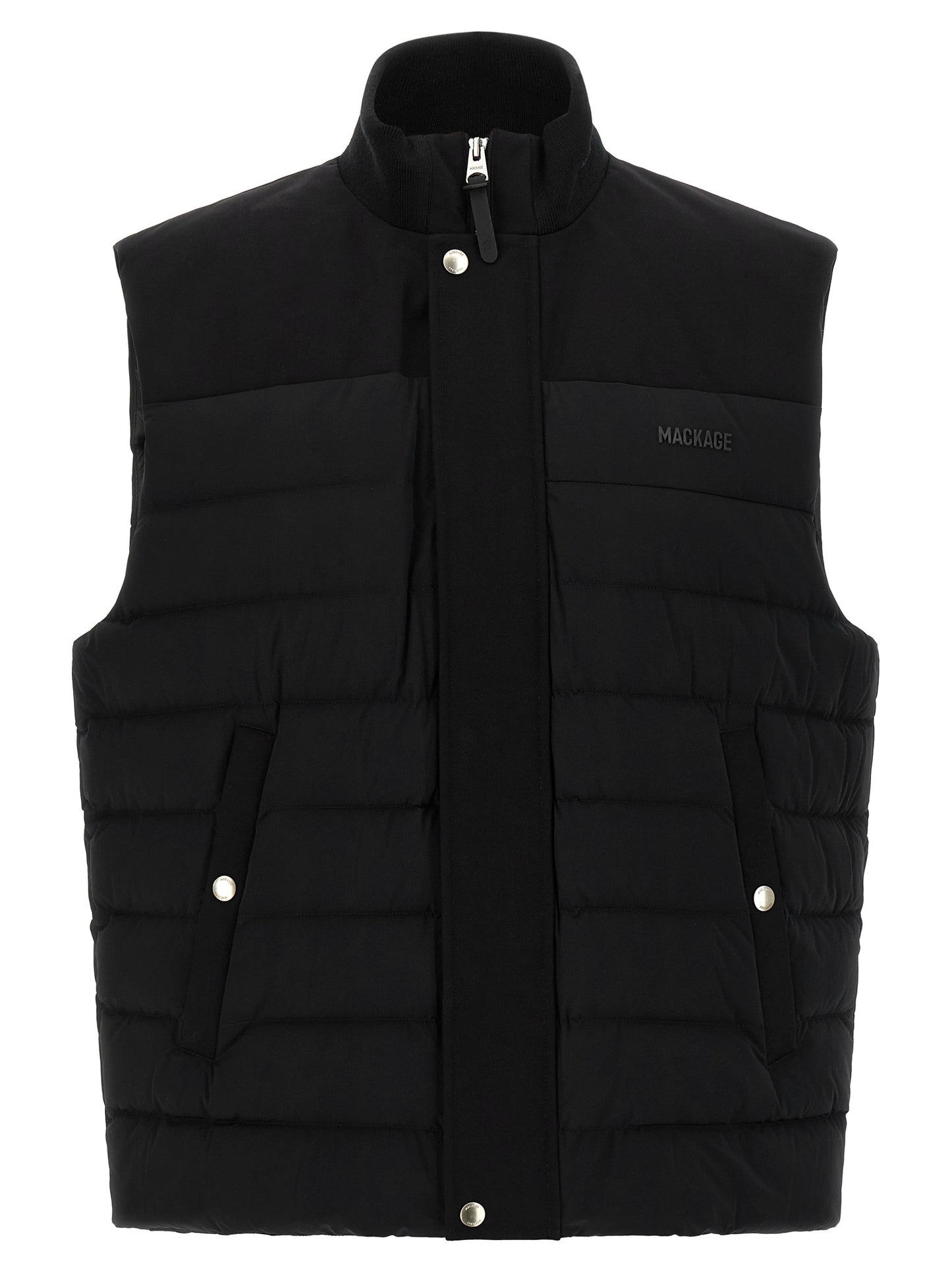 Vest by Mackage for men in stretch nylon black & signature features an on trend silhouette, showcasing a sophisticated and premium pockets & insulated for a truly on trend finish.