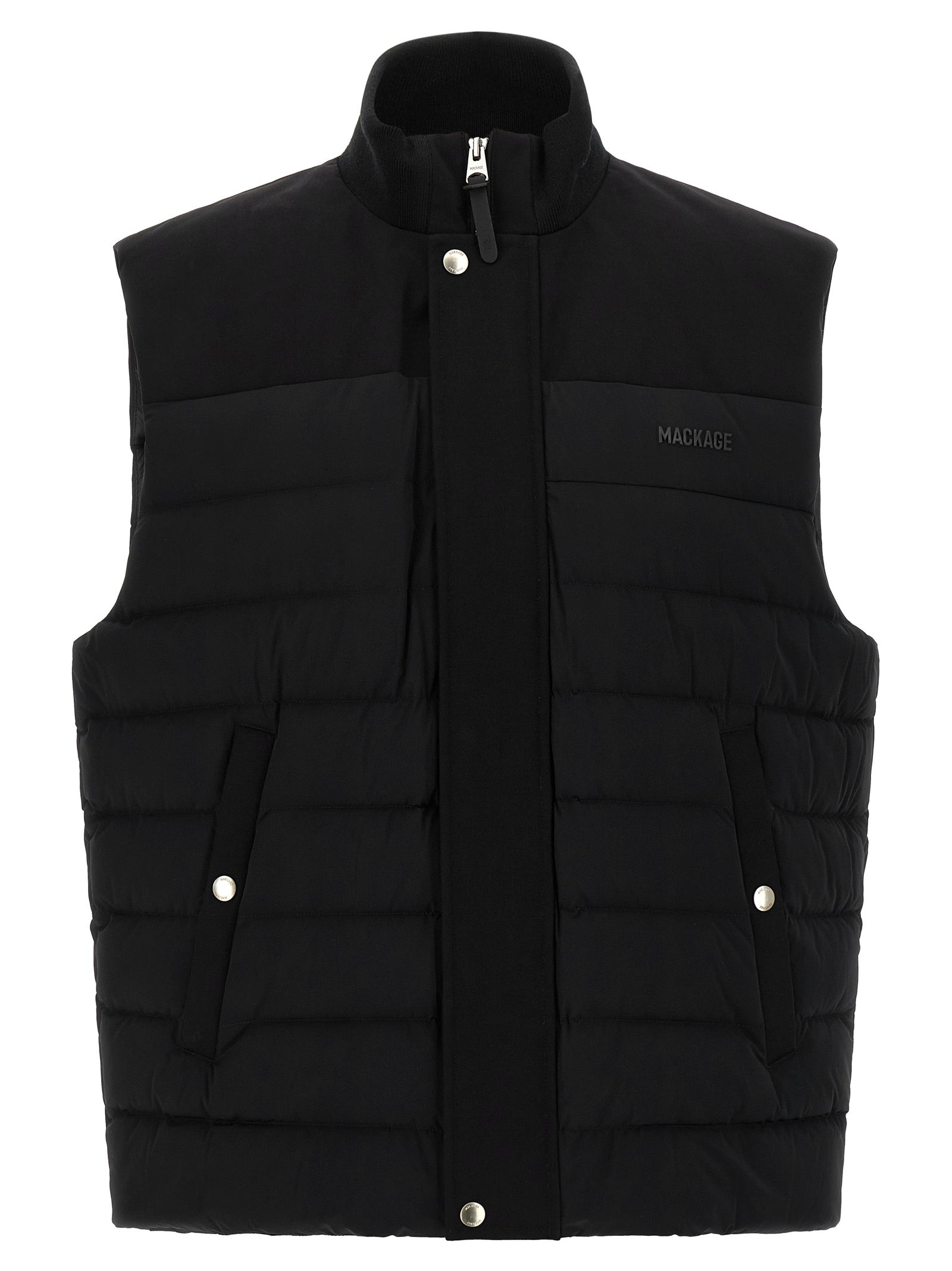 Vest by Mackage for men in stretch nylon black & signature features an on trend silhouette, showcasing a sophisticated and premium pockets & insulated for a truly on trend finish.