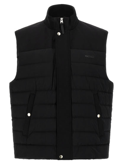 Vest by Mackage for men in stretch nylon black & signature features an on trend silhouette, showcasing a sophisticated and premium pockets & insulated for a truly on trend finish.