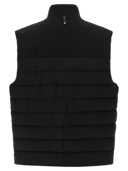 Vest by Mackage for men in stretch nylon black & signature features a stylish silhouette, showcasing distinct pockets & insulated and a refined for a truly stylish finish.