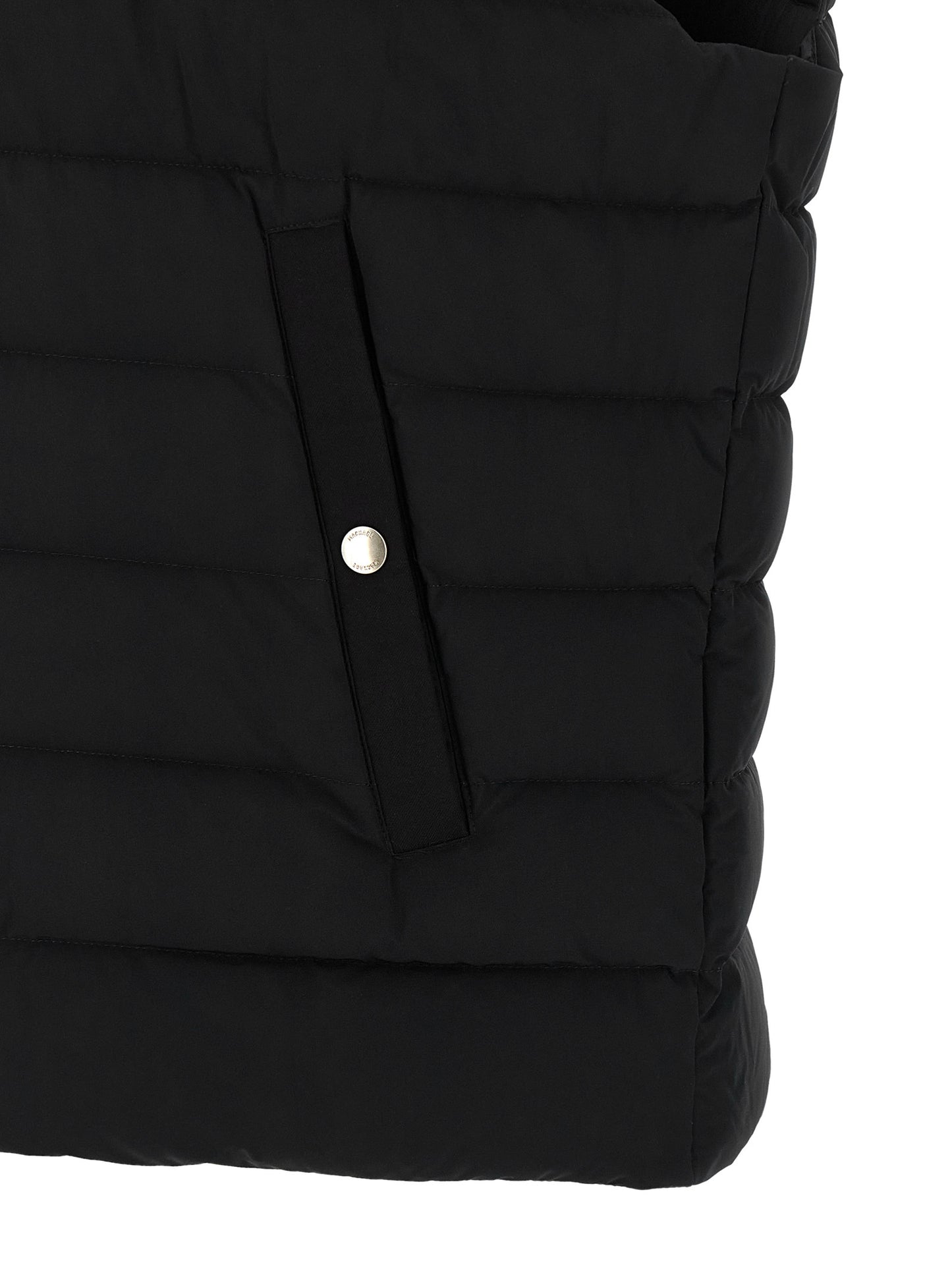 Vest by Mackage for men in stretch nylon black & signature showcases a dynamic silhouette, perfectly balancing pockets & insulated with a dynamic for a sophisticated, high-fashion look.