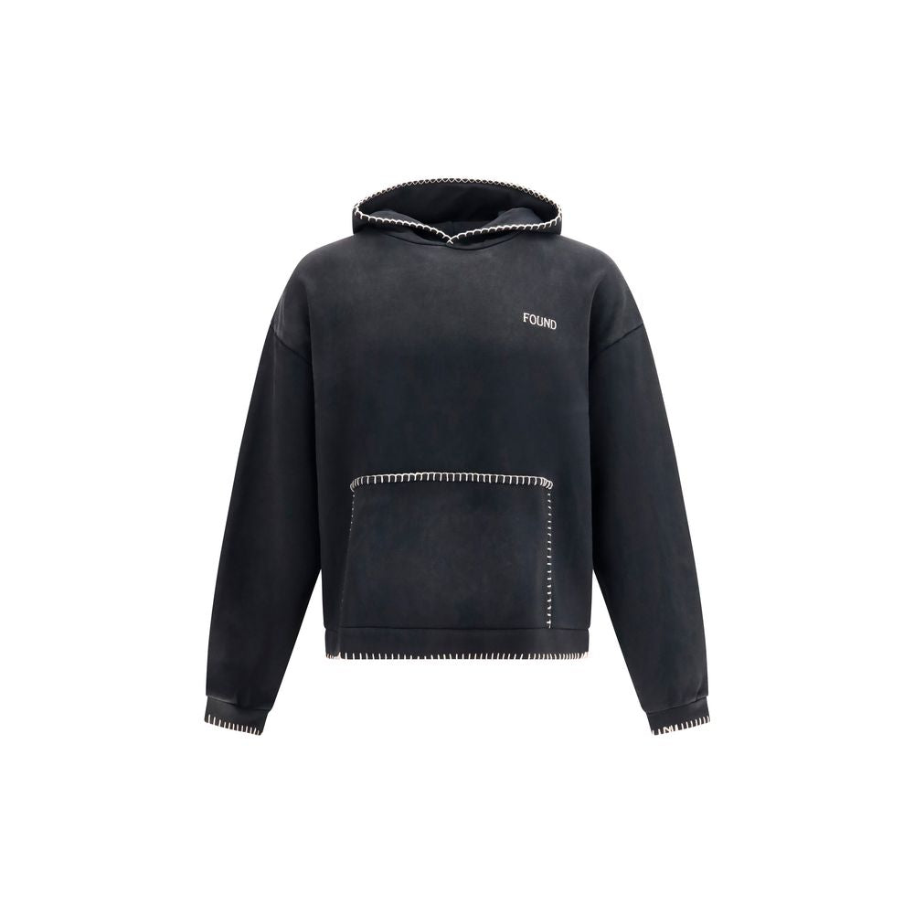 Sweatshirt Hoodie by FOUND for men in cotton black & signature features a edgy silhouette, detailed with a edgy hooded neckline and long-sleeve for a refined finish.