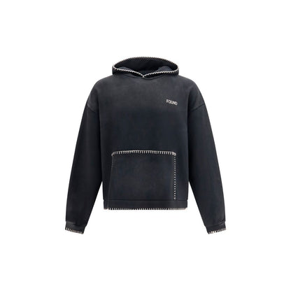 Sweatshirt Hoodie by FOUND for men in cotton black & signature features a edgy silhouette, detailed with a edgy hooded neckline and long-sleeve for a refined finish.