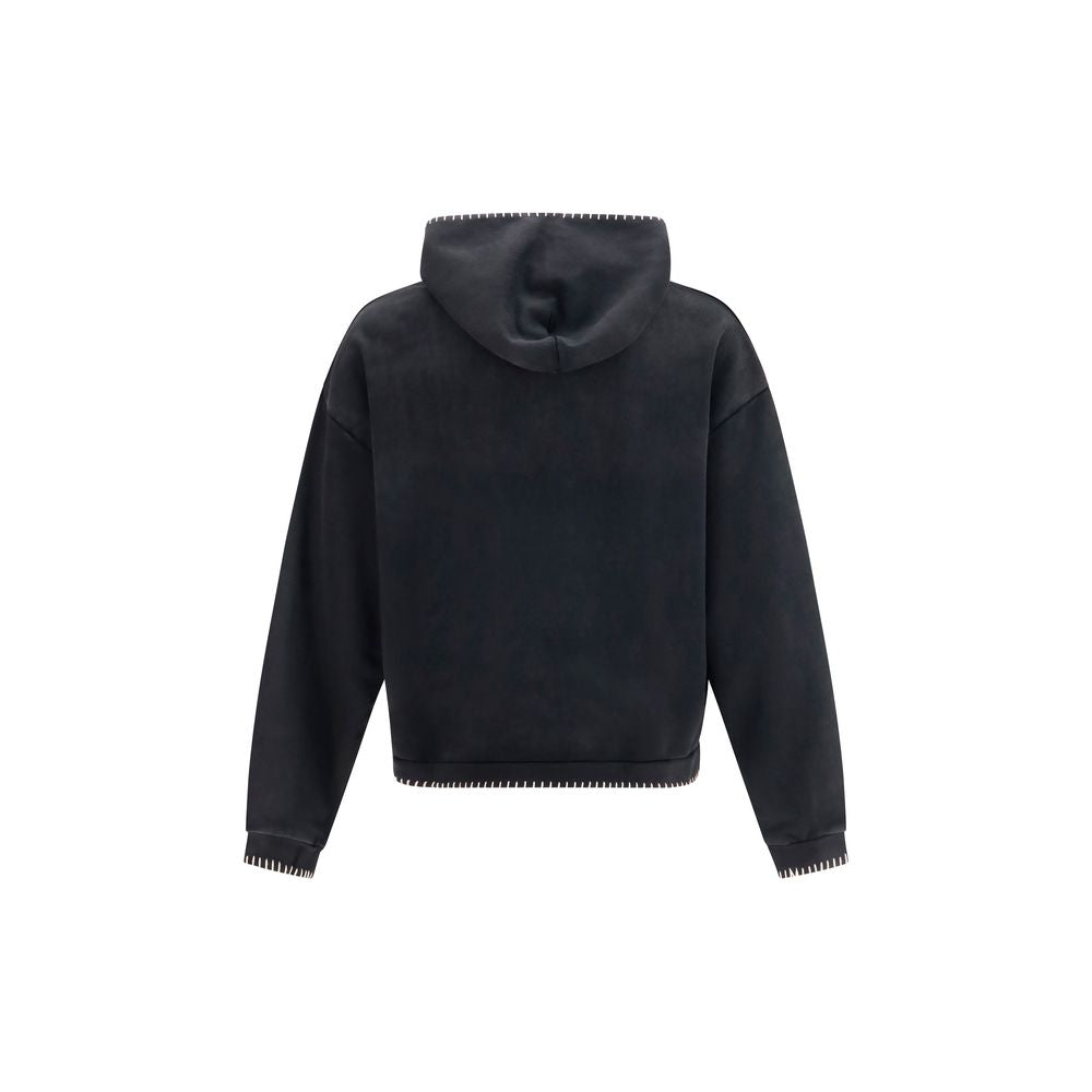Sweatshirt Hoodie by FOUND for men in cotton black & signature features an dramatic silhouette, showcasing a sophisticated hooded neckline and dramatic for a refined, modern aesthetic.