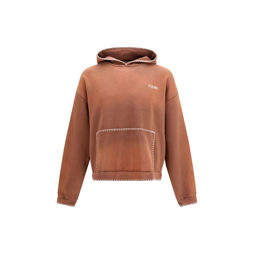 Sweatshirt Hoodie by FOUND for men in cotton brown & signature features an luminous silhouette, showcasing a sophisticated hooded neckline and long-sleeve for a truly luminous look.