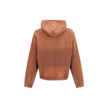 Sweatshirt Hoodie by FOUND for men in cotton brown & signature features an avant-garde silhouette, showcasing a sophisticated hooded neckline and detail for a truly avant-garde finish.