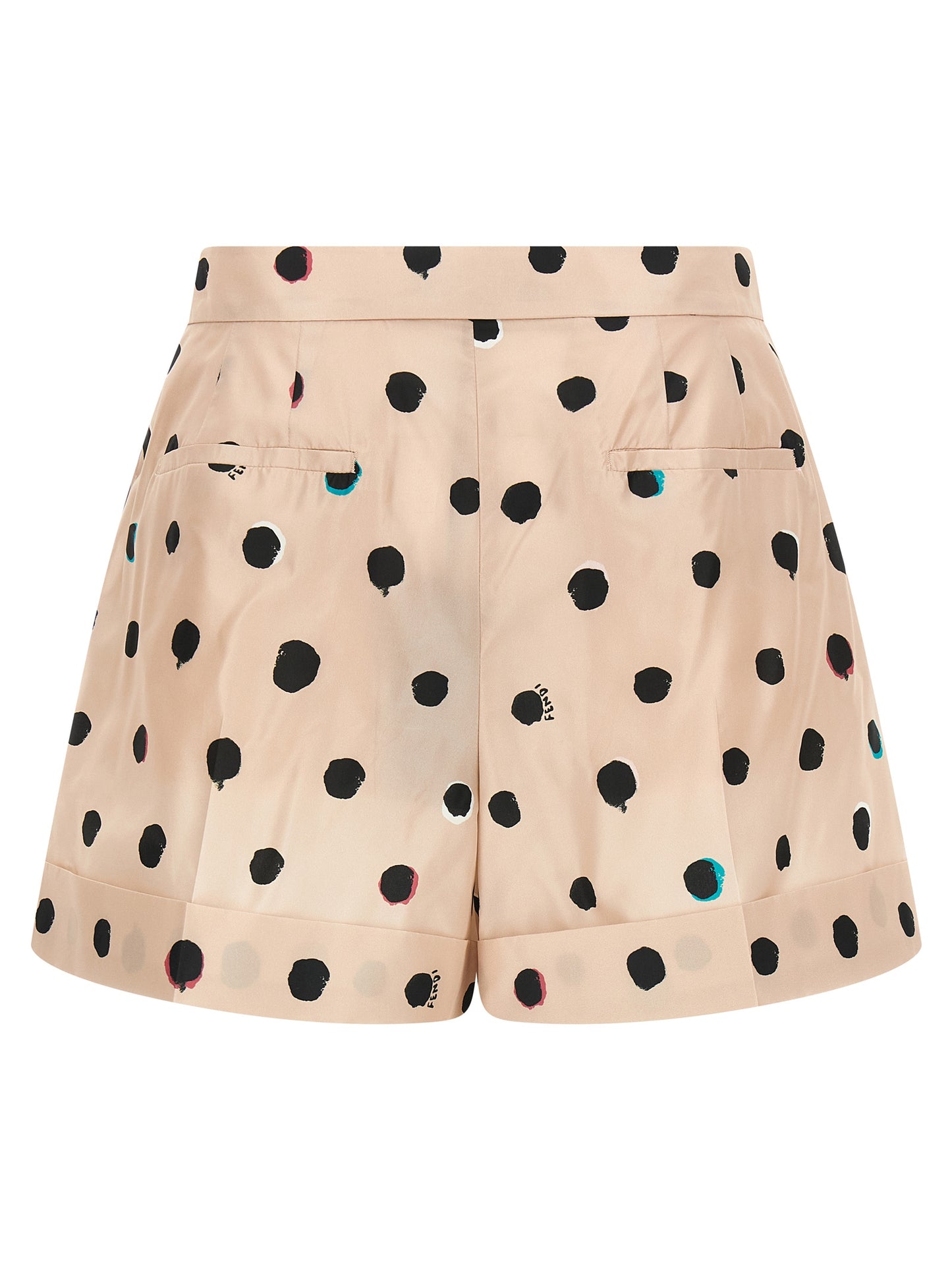 Fendi Women's Flared Silk Bermuda Shorts - Multicolor Pink Patterned Dots Print
