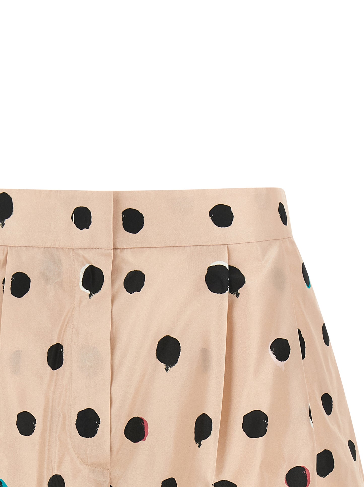 Fendi Women's Flared Silk Bermuda Shorts - Multicolor Pink Patterned Dots Print