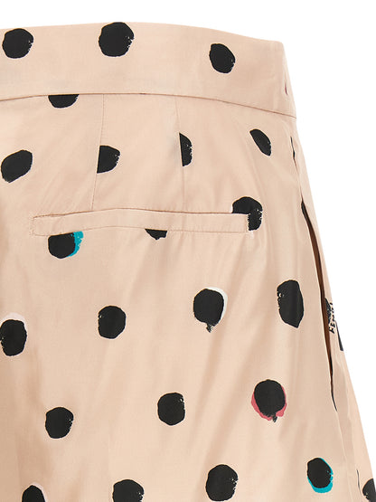 Fendi Women's Flared Silk Bermuda Shorts - Multicolor Pink Patterned Dots Print